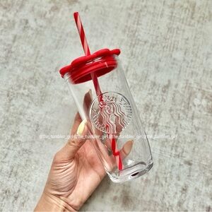 Starbucks Valentines Heart shape Recycled Glass Cold Cup Tumbler 16oz